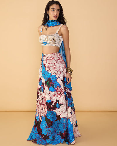 Malaika Bustier & Sachi Lehenga Skirt With Scallop Dupatta