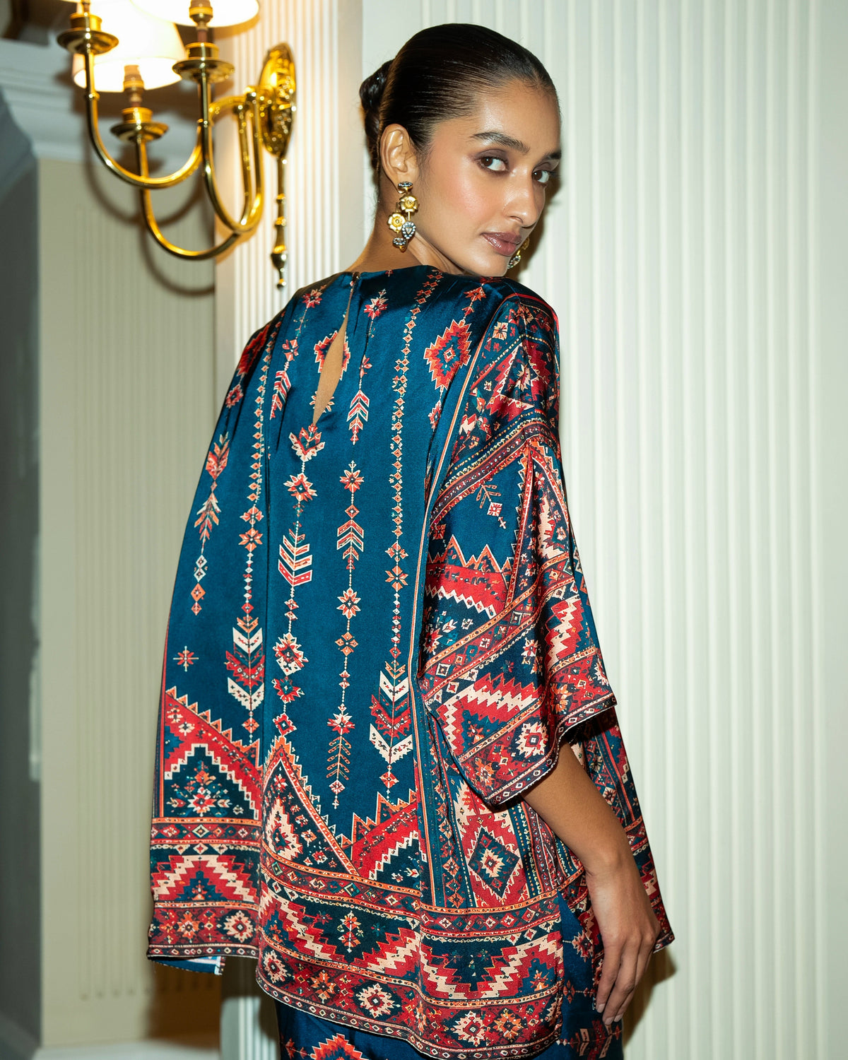 Teal Tribal Drape Skirt Set