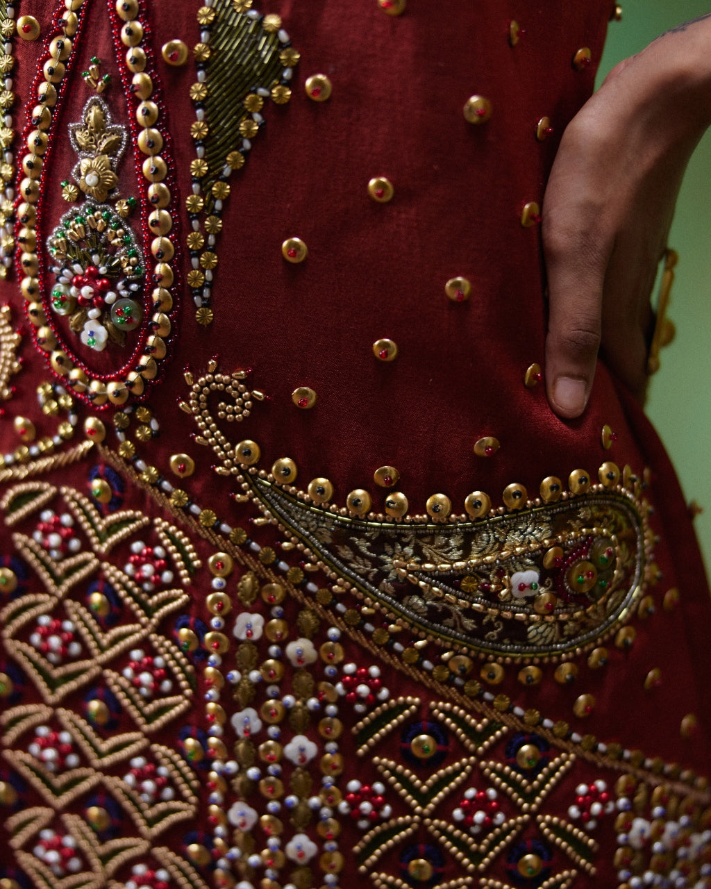Shararat Rust Red Embroidered Mini Dress