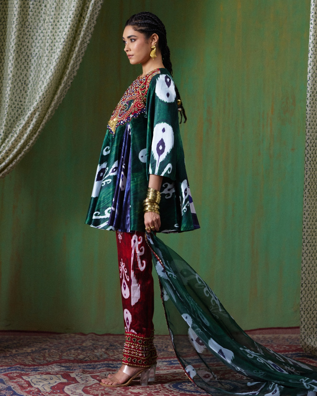 Firdaus Red Printed Kurta Set