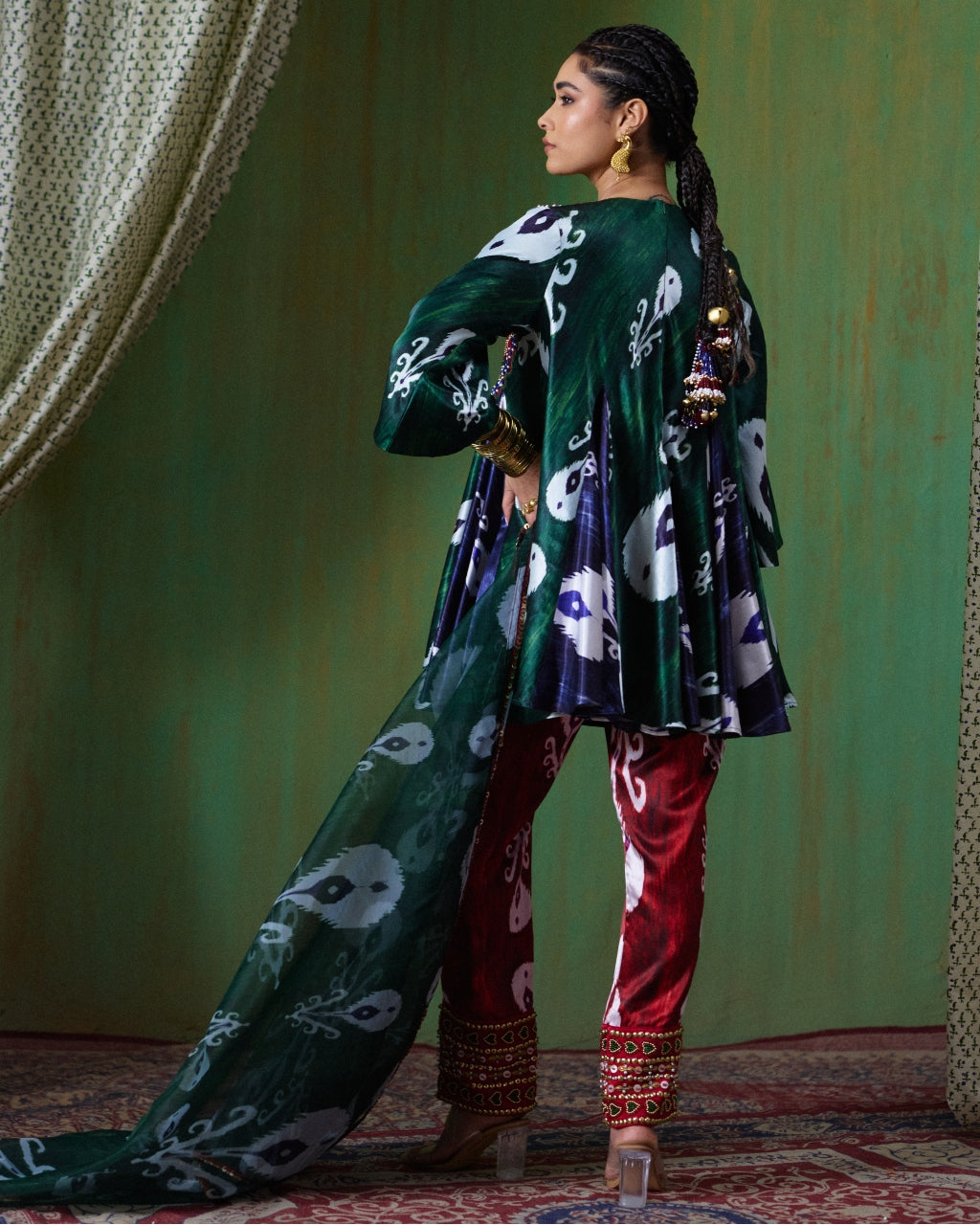 Firdaus Red Printed Kurta Set