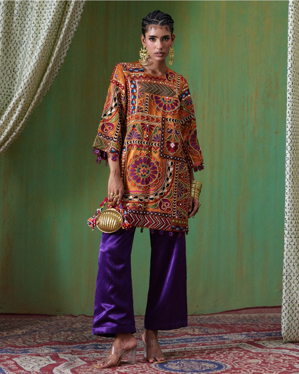 Mumtaz Orange Printed Kurta Set