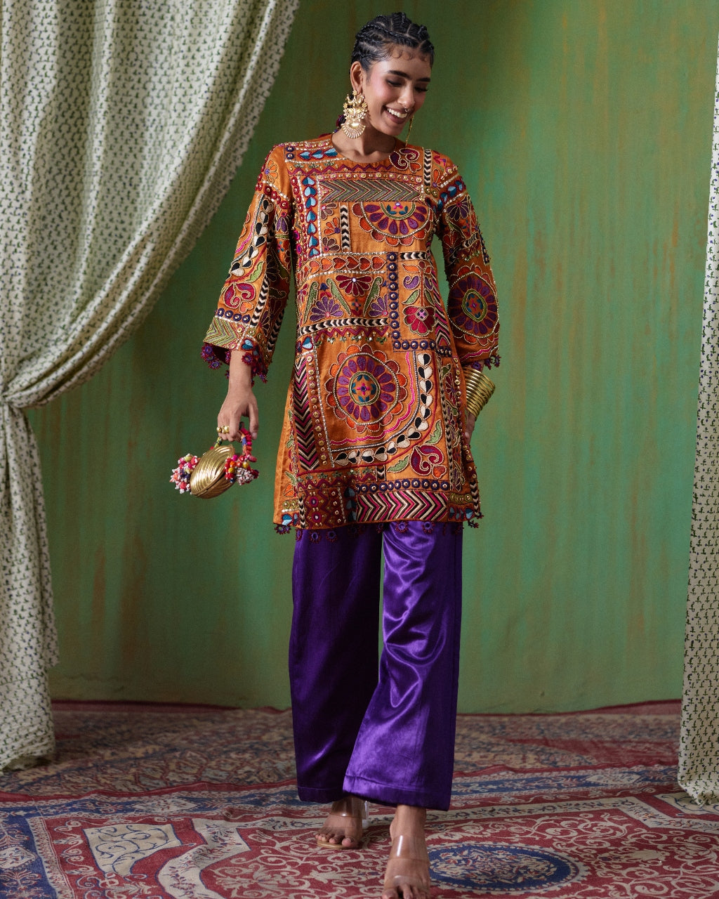 Mumtaz Orange Printed Kurta Set