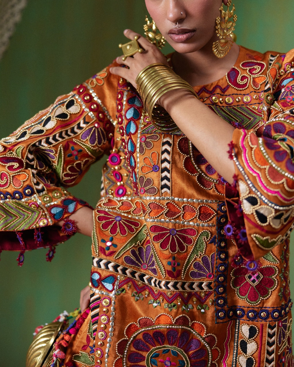 Mumtaz Orange Printed Kurta Set