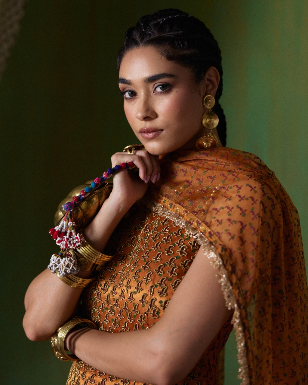 Shabana Orange Embroidered Kurta Set