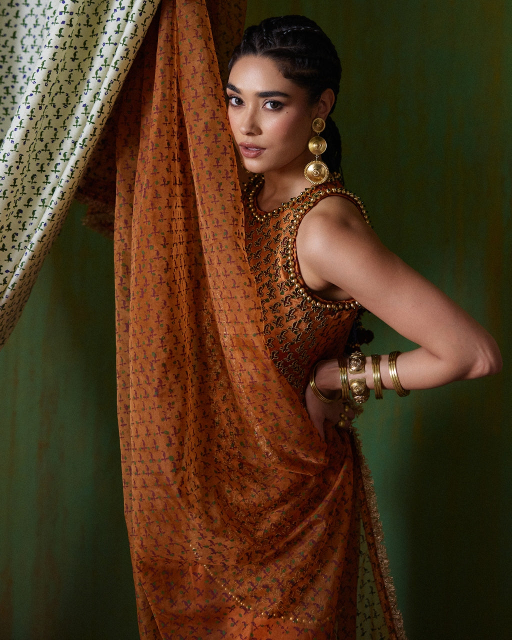 Shabana Orange Embroidered Kurta Set