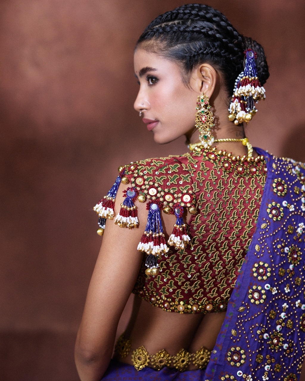 Yasmin Purple Embroidered Sari Set