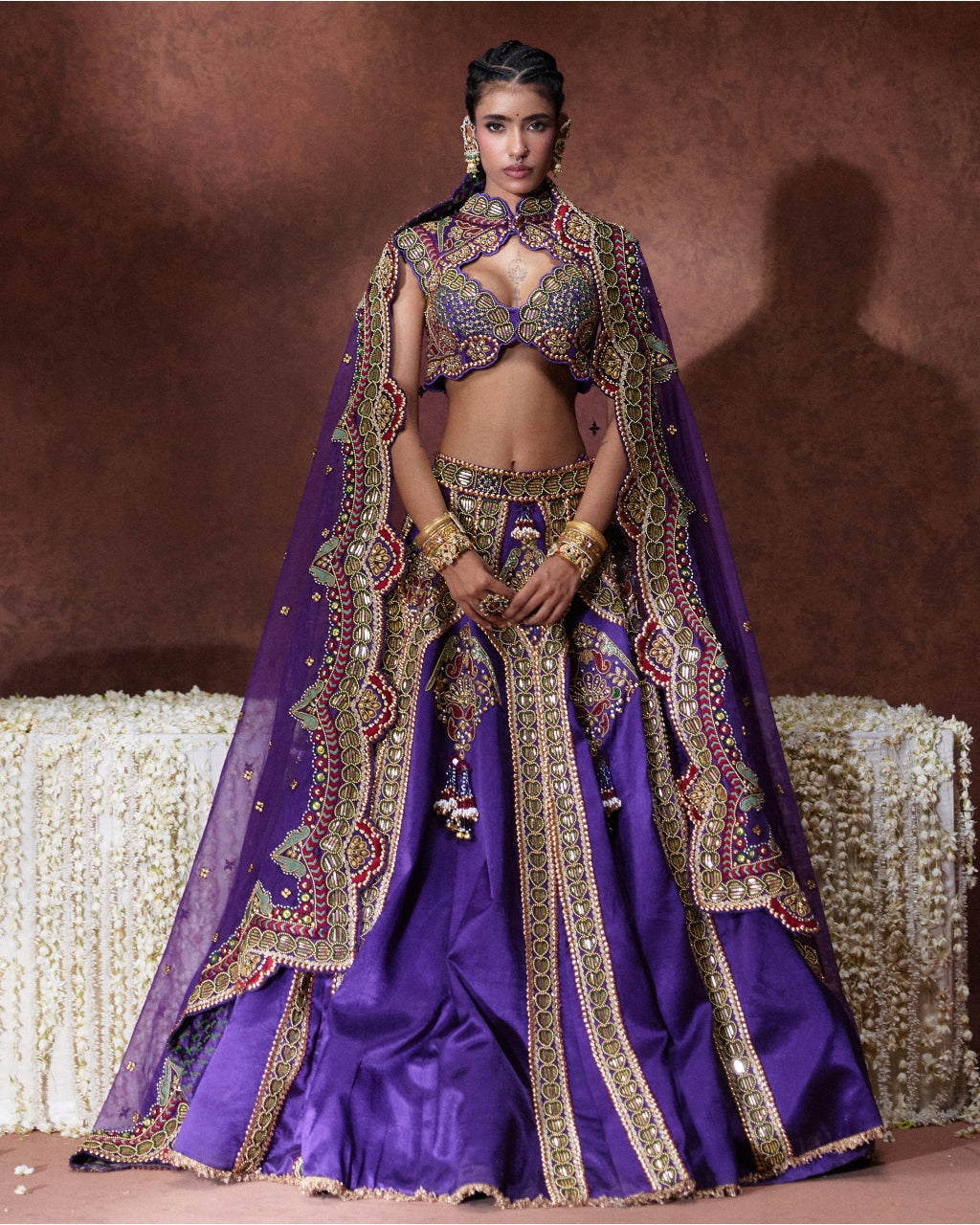 Padmini Purple Embroidered Lehenga Set