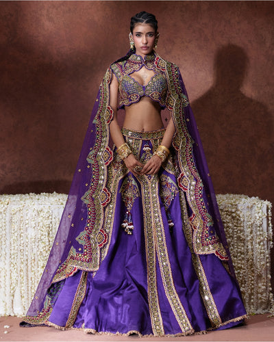 Padmini Purple Embroidered Lehenga Set
