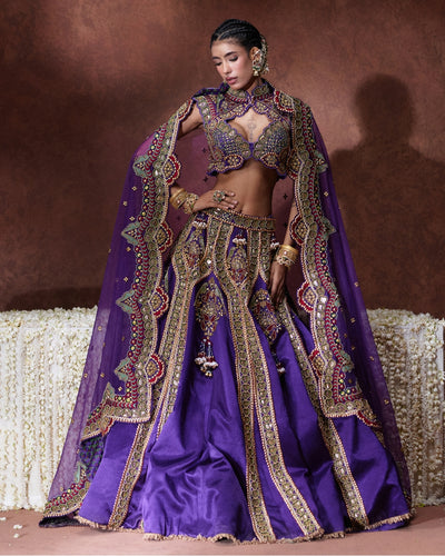 Padmini Purple Embroidered Lehenga Set