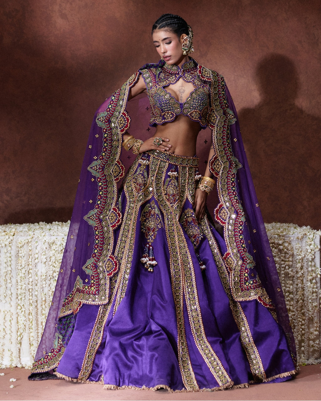 Padmini Purple Embroidered Lehenga Set