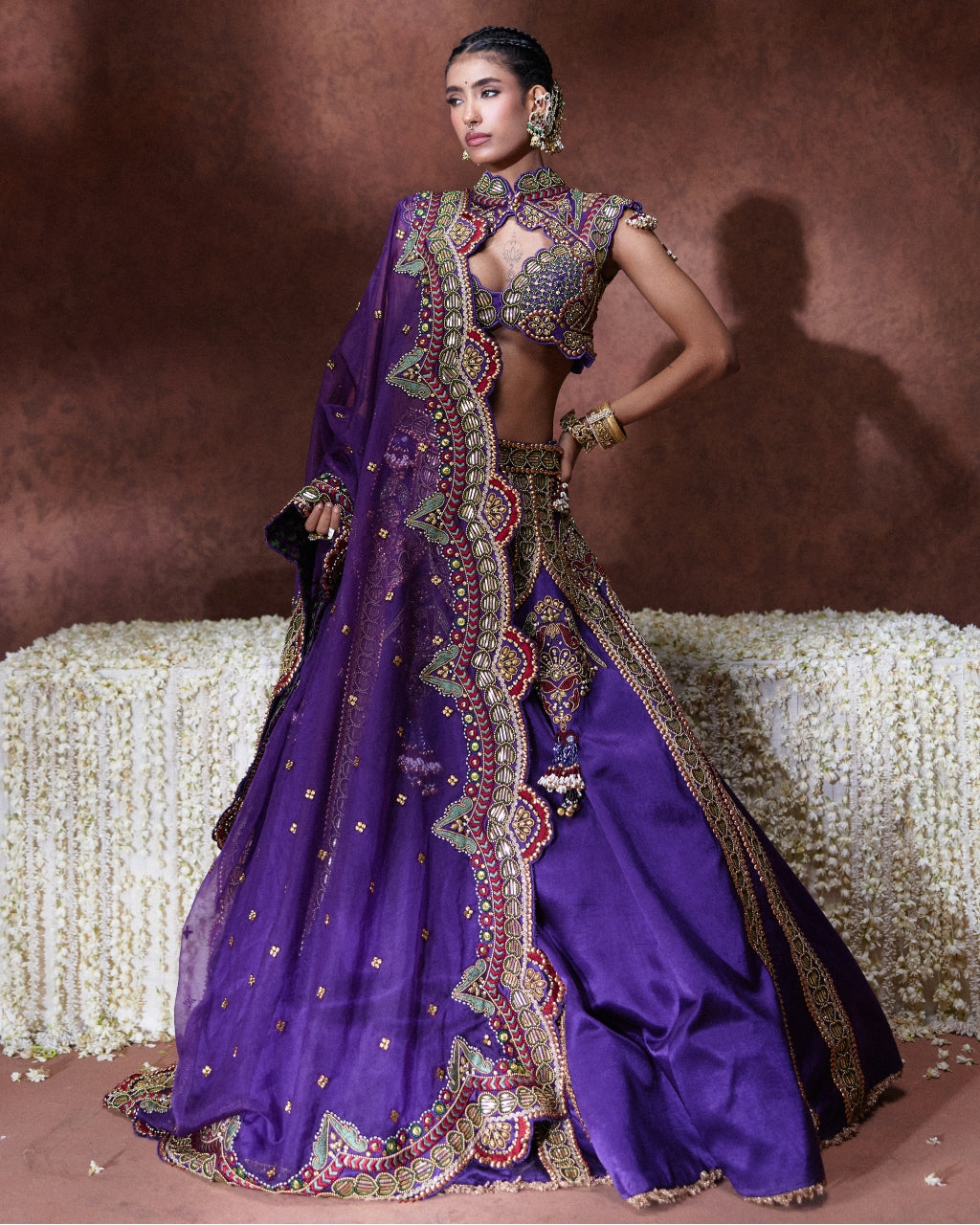 Padmini Purple Embroidered Lehenga Set