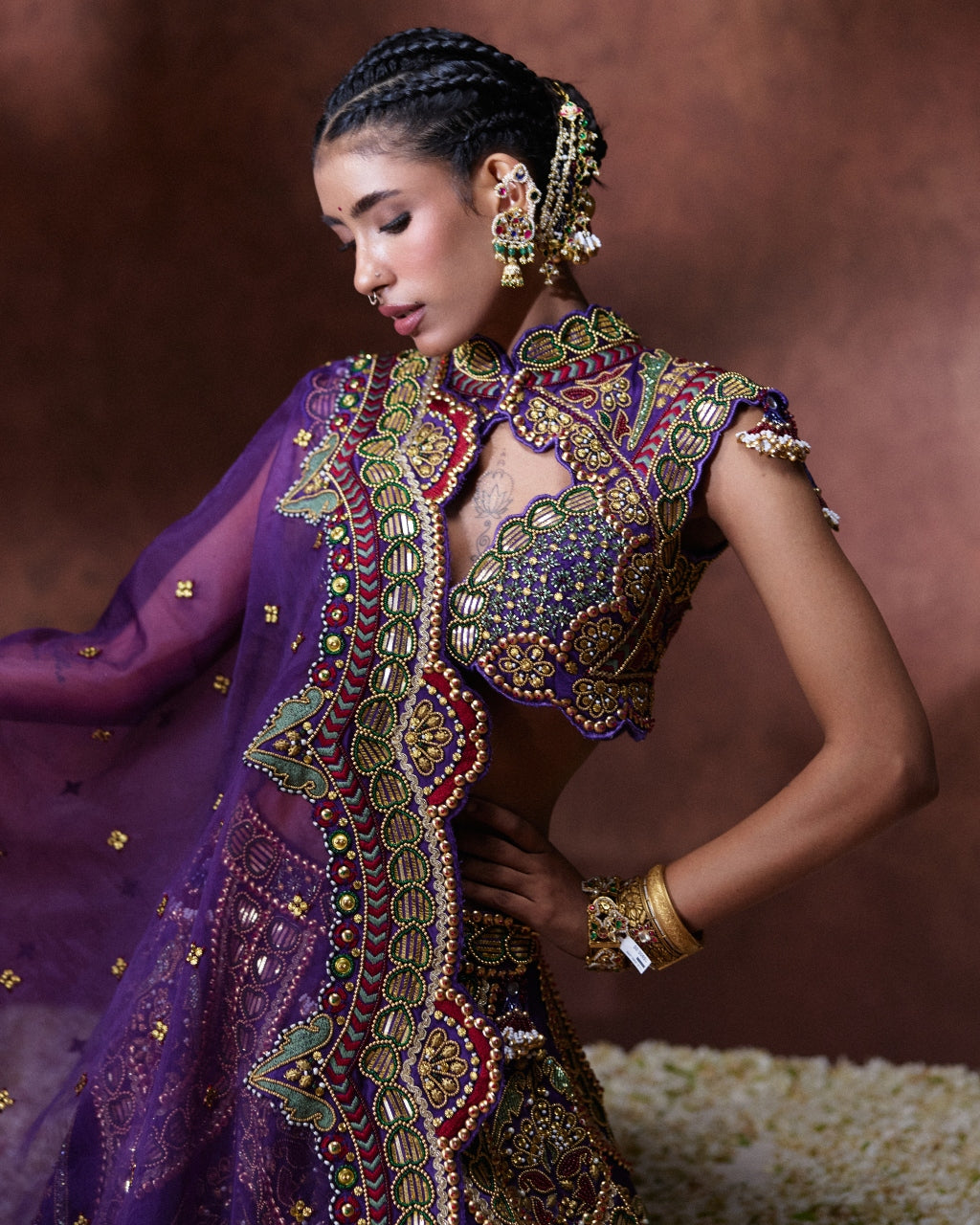 Padmini Purple Embroidered Lehenga Set
