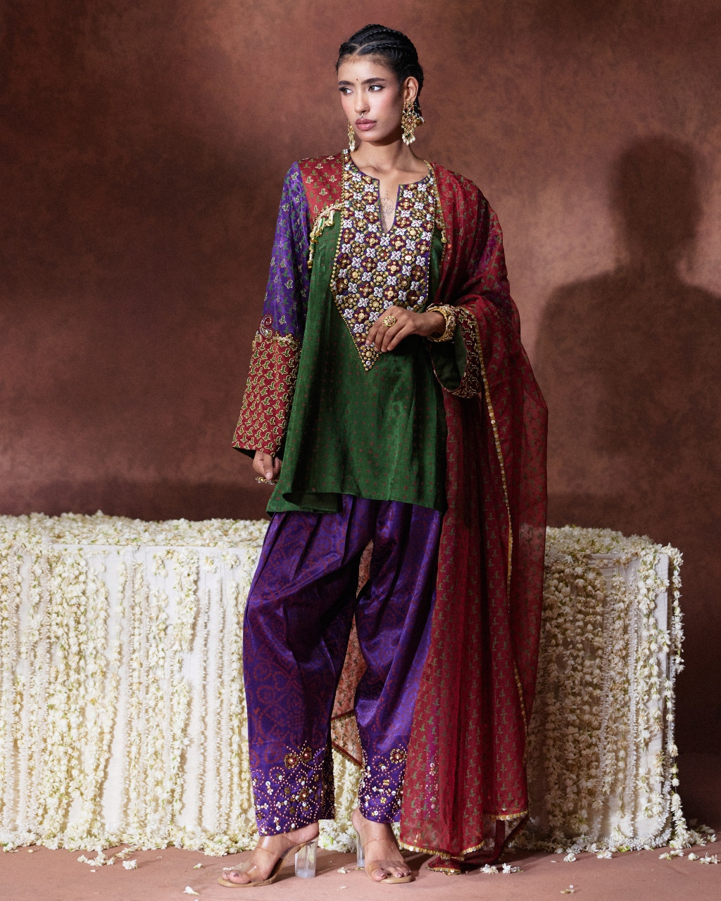 Shama Purple Embroidered Kurta Set