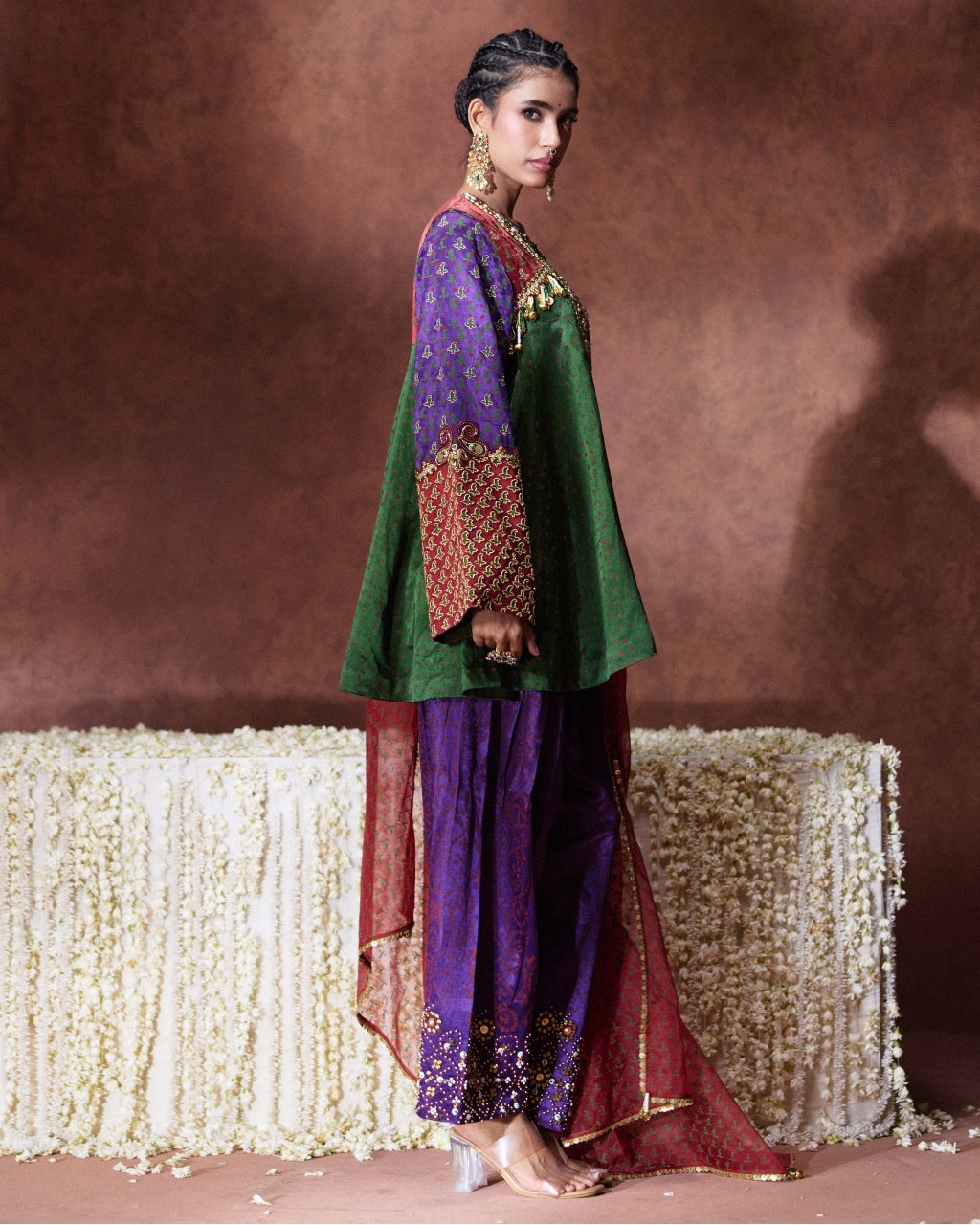 Shama Purple Embroidered Kurta Set