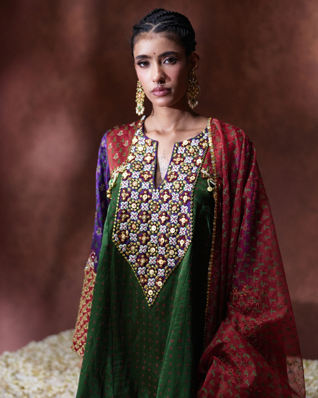 Shama Purple Embroidered Kurta Set