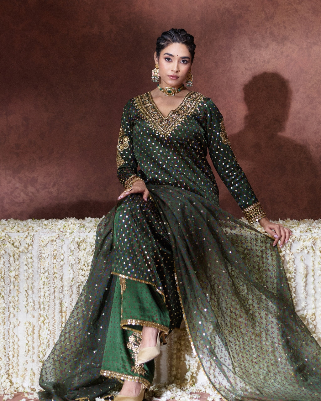 Reet Olive Green Embellished Kurta Set