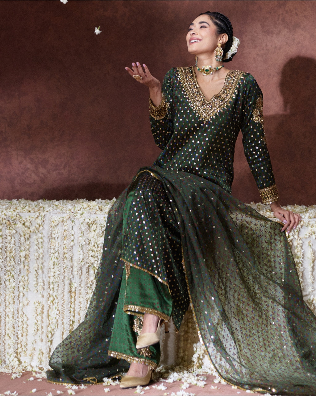 Reet Olive Green Embellished Kurta Set