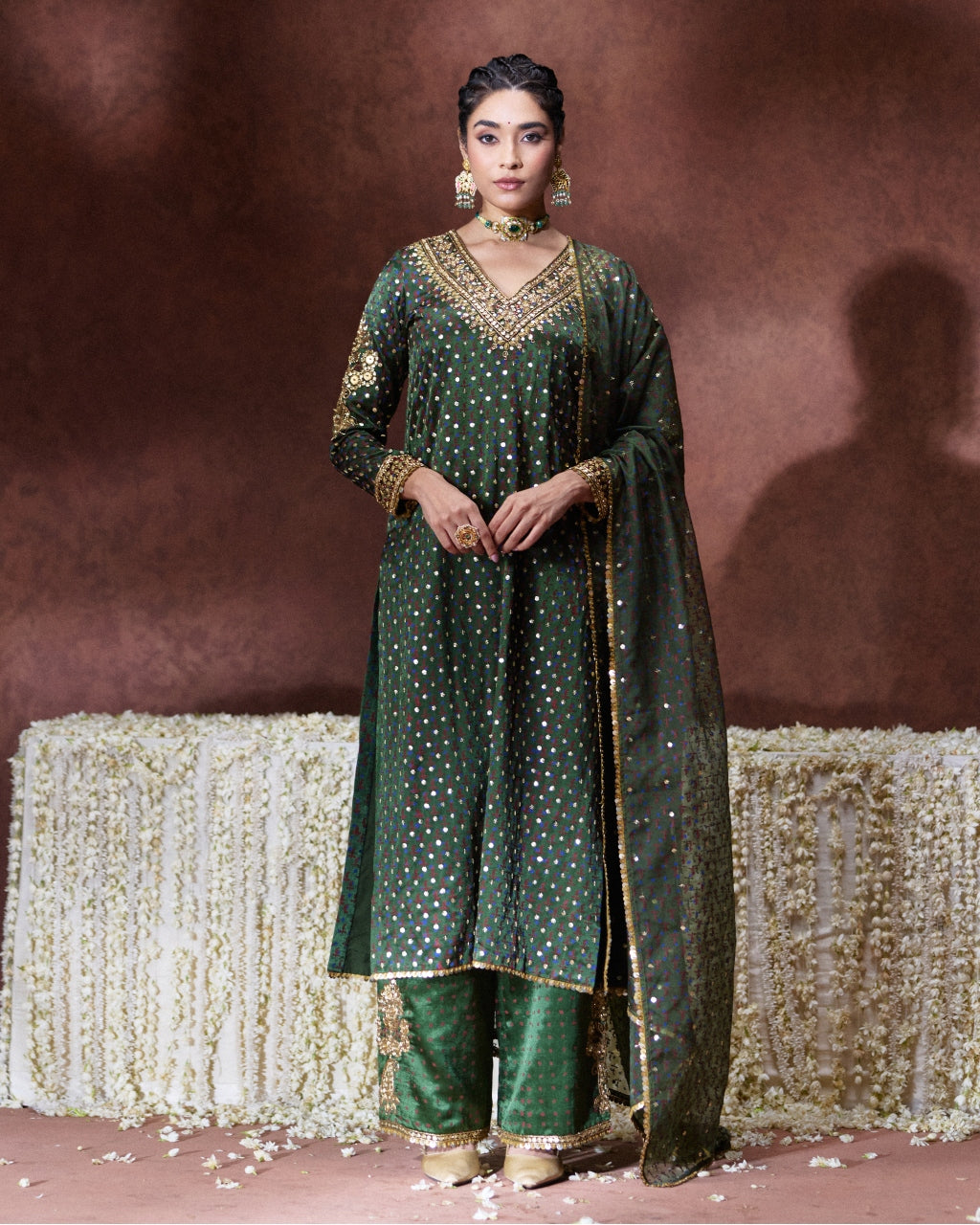 Reet Olive Green Embellished Kurta Set