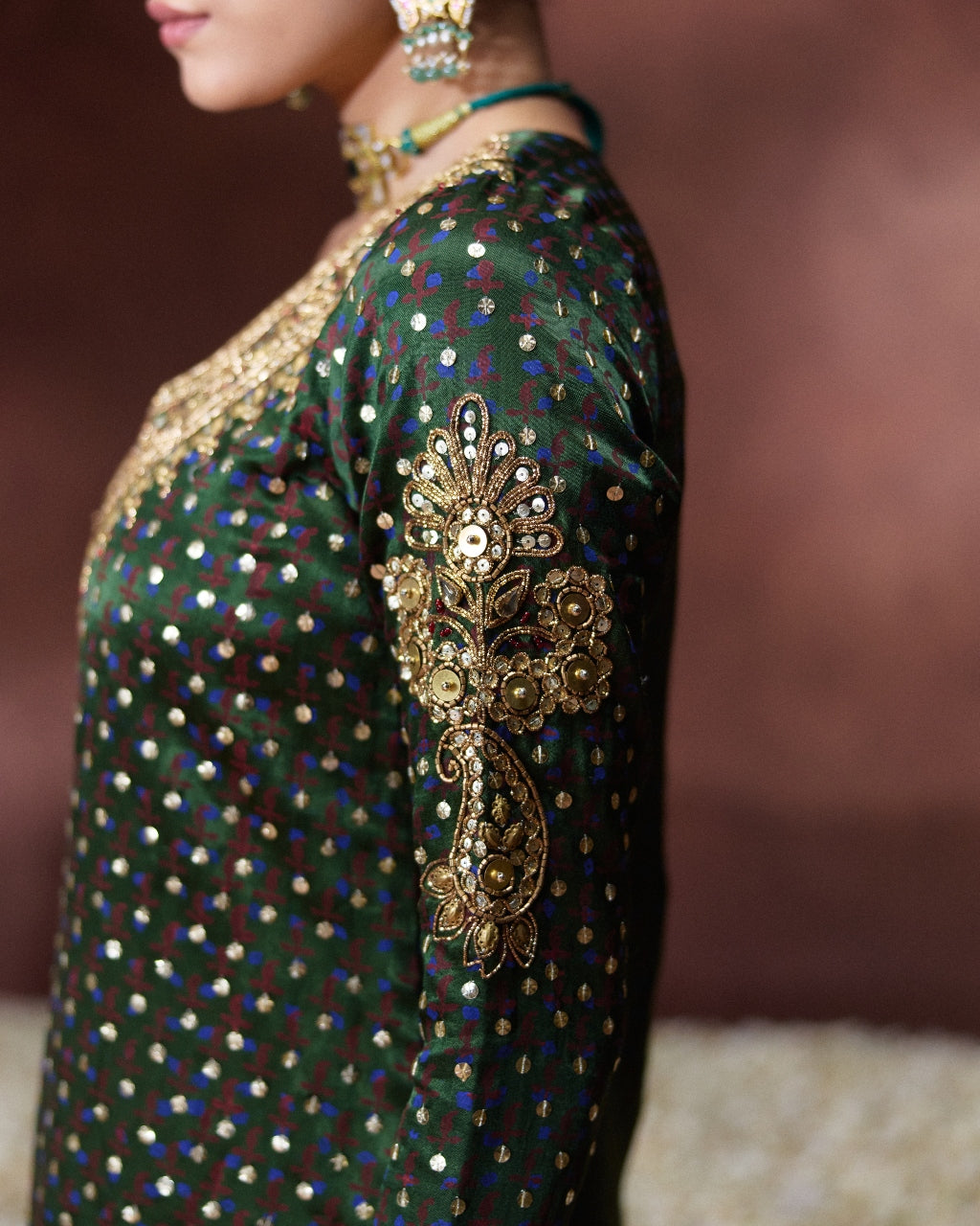 Reet Olive Green Embellished Kurta Set