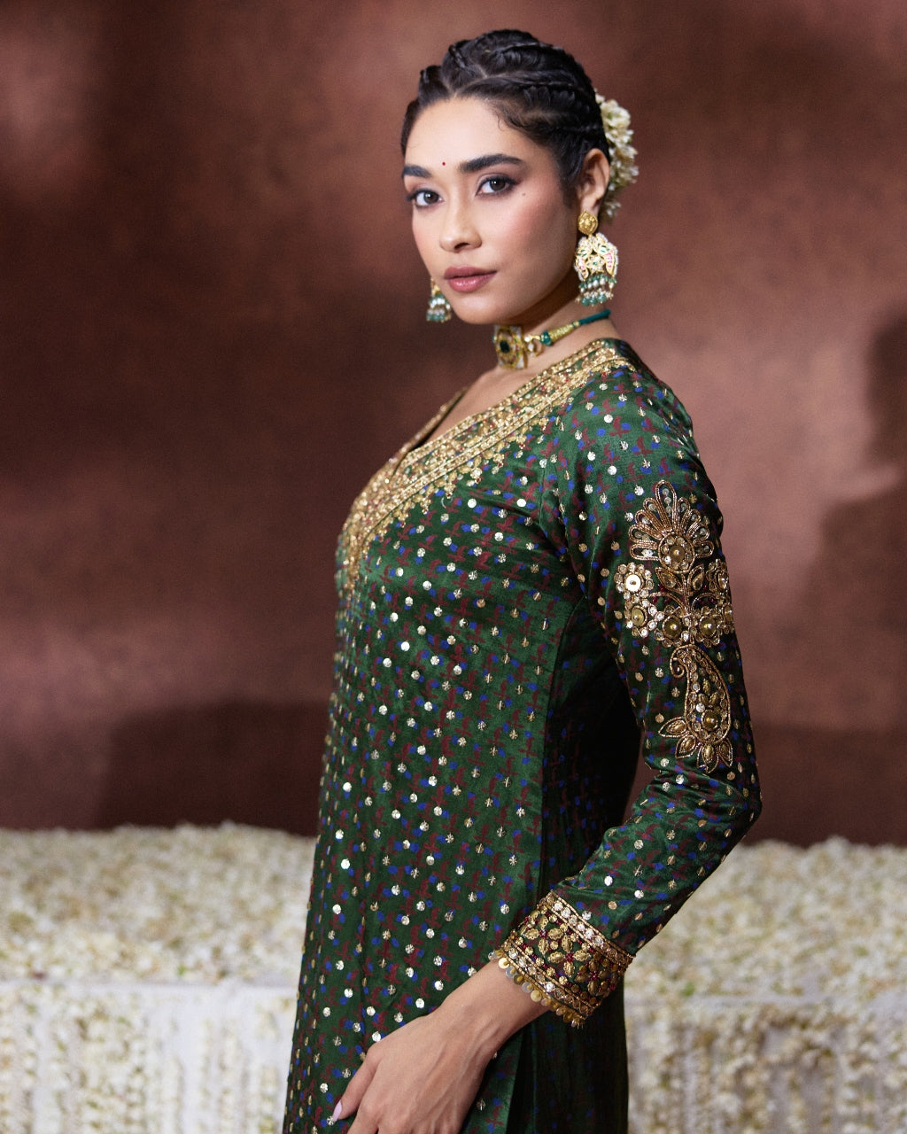 Reet Olive Green Embellished Kurta Set