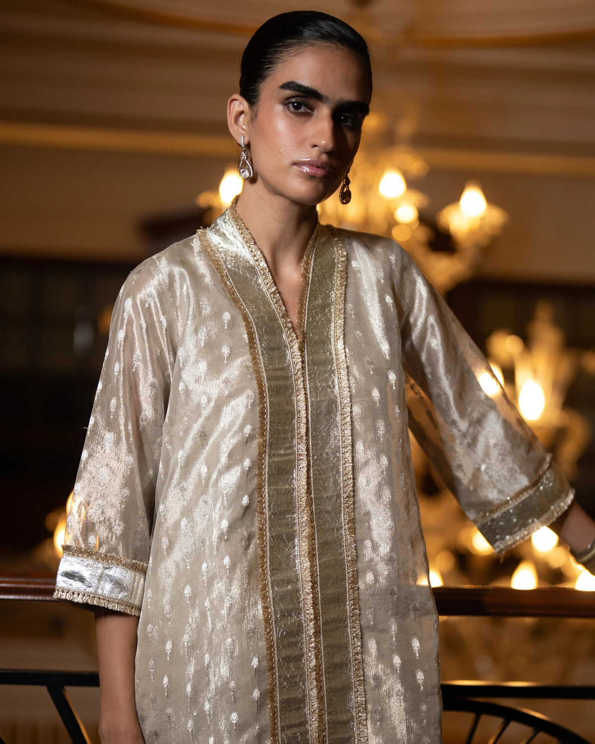 Champagne Benares Dhoti Pant Set