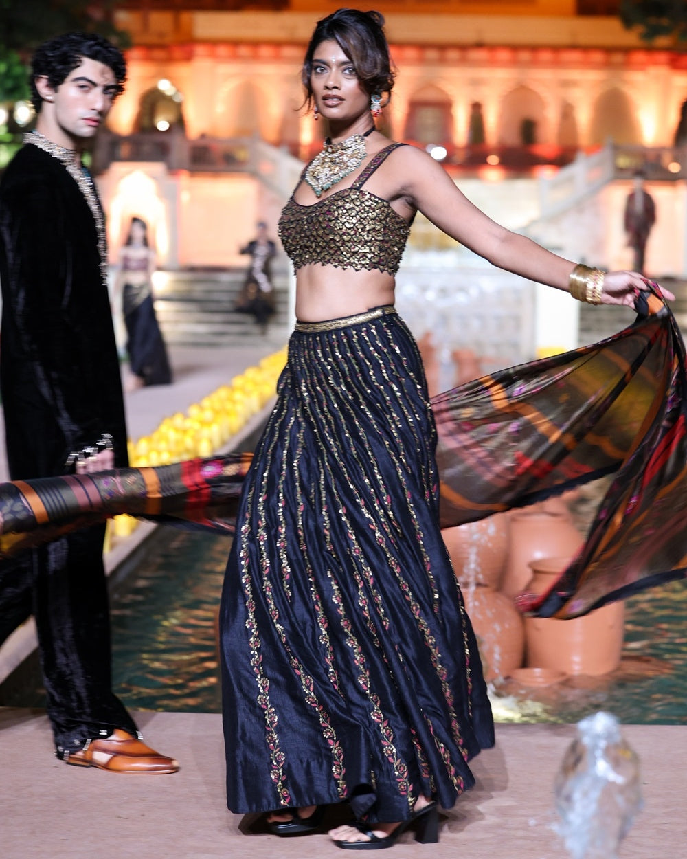Black Amer Lehenga Set