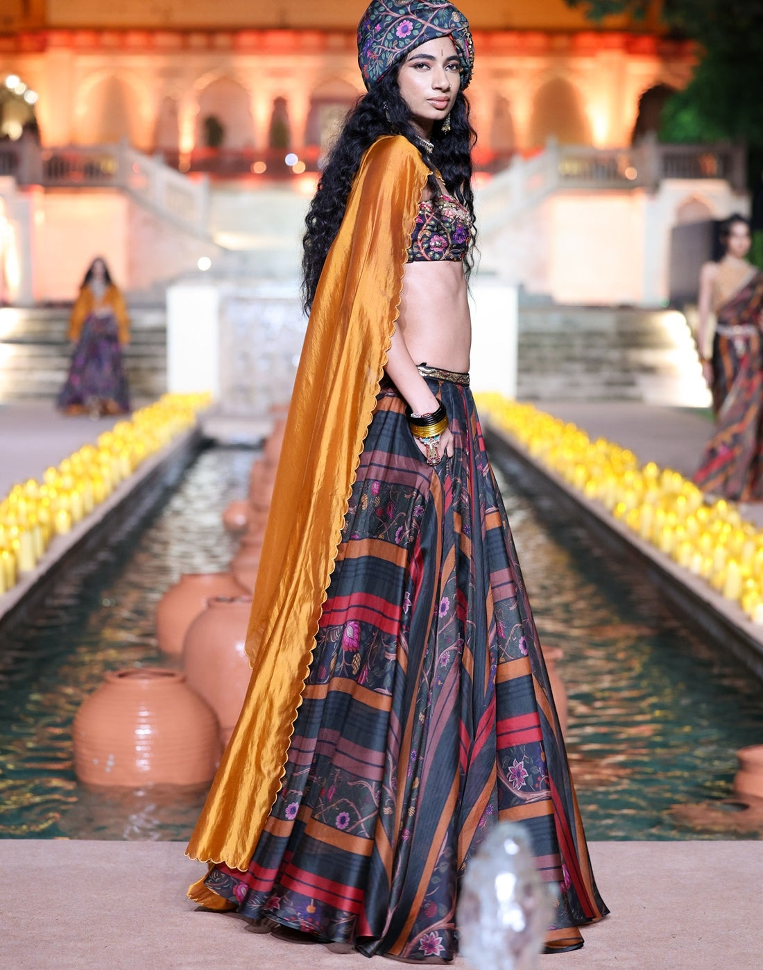 Black And Sarso Amer Lehenga Set