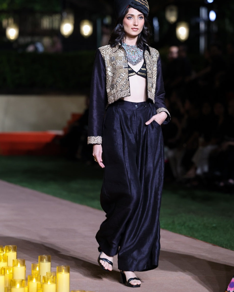 Black Jacket And Skirt Set