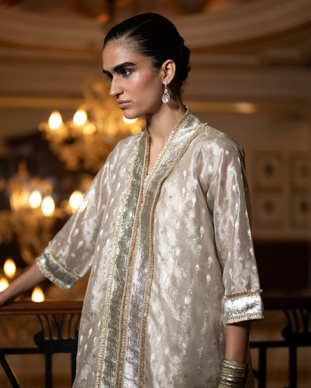 Champagne Benares Dhoti Pant Set