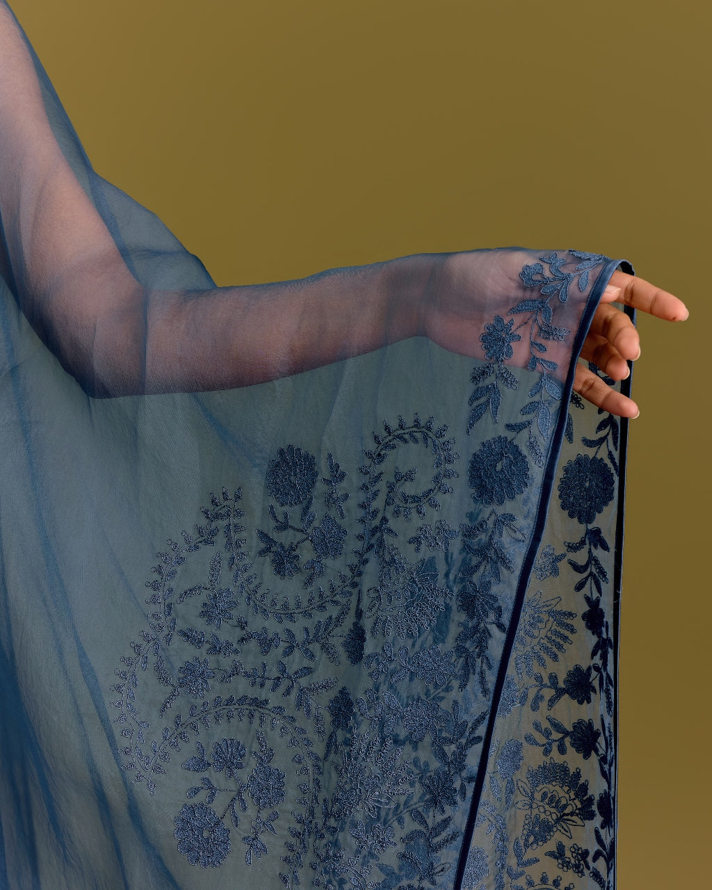 Blue Cotton Silk Satin Anarkali Set
