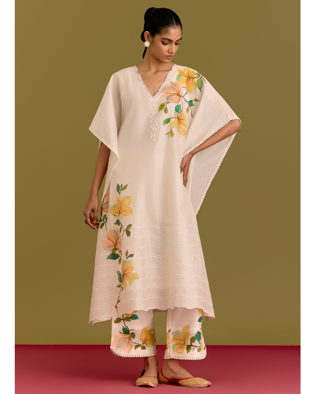 Ivory Handpaint Kaftan Set