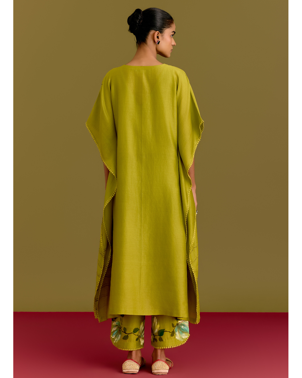 Green Handpaint Kaftan Set