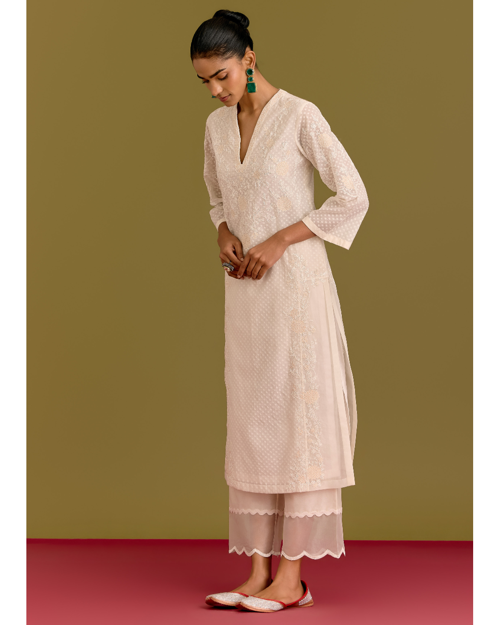 Ivory Woven Kurta Set