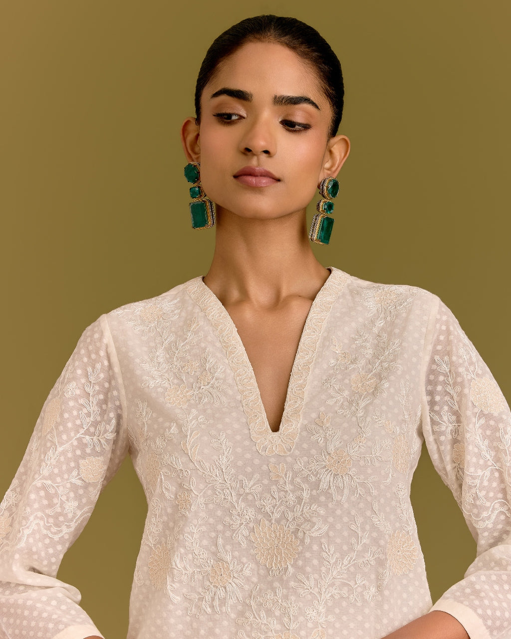 Ivory Woven Kurta Set