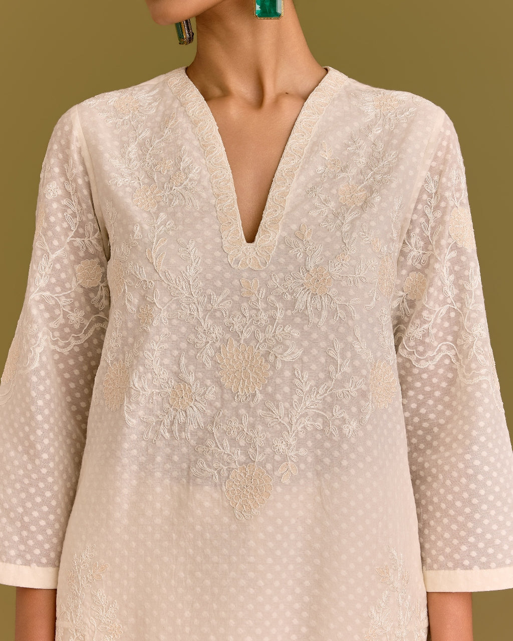 Ivory Woven Kurta Set
