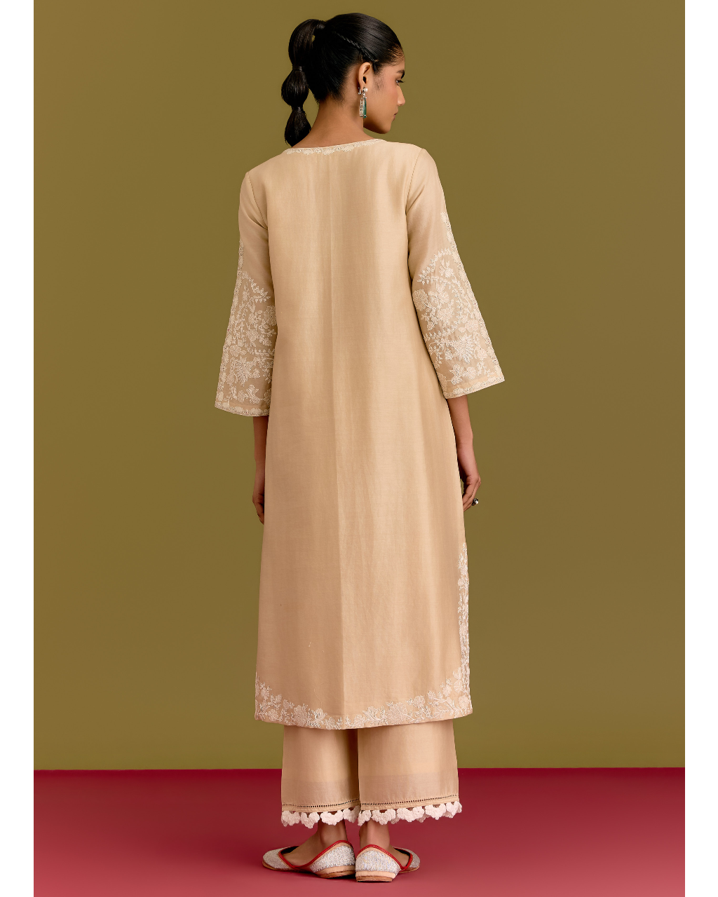Beige Dori Embroidered Kurta Set