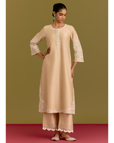 Beige Dori Embroidered Kurta Set