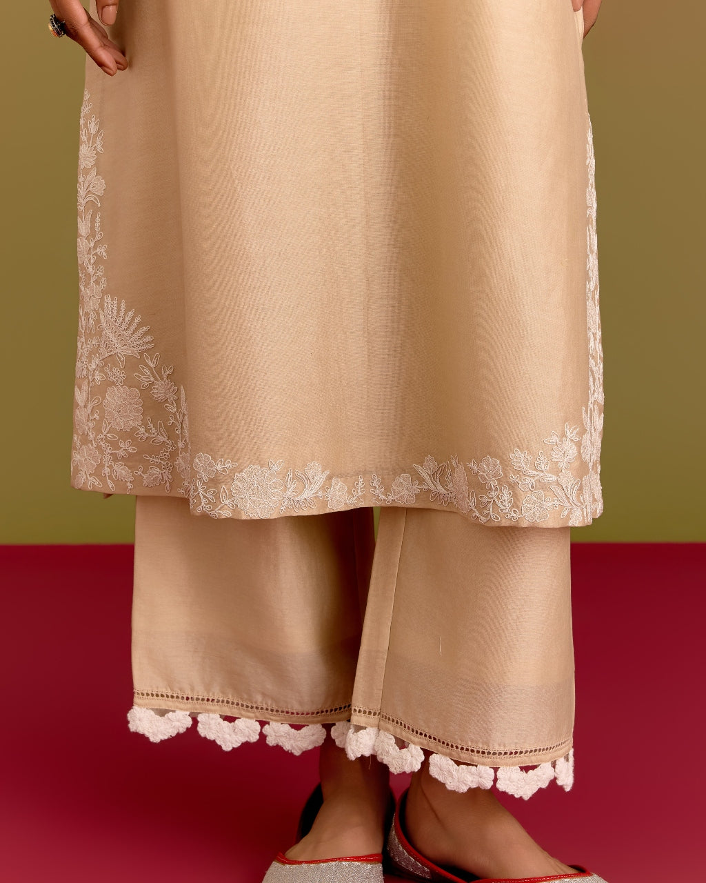 Beige Dori Embroidered Kurta Set