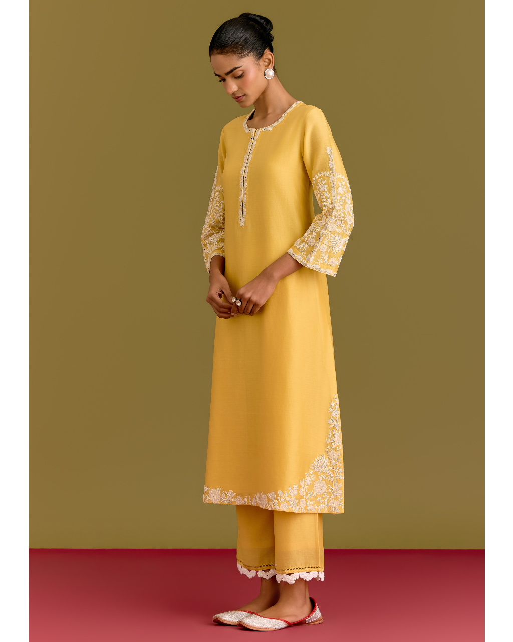 Yellow Dori Embroidered Kurta Set