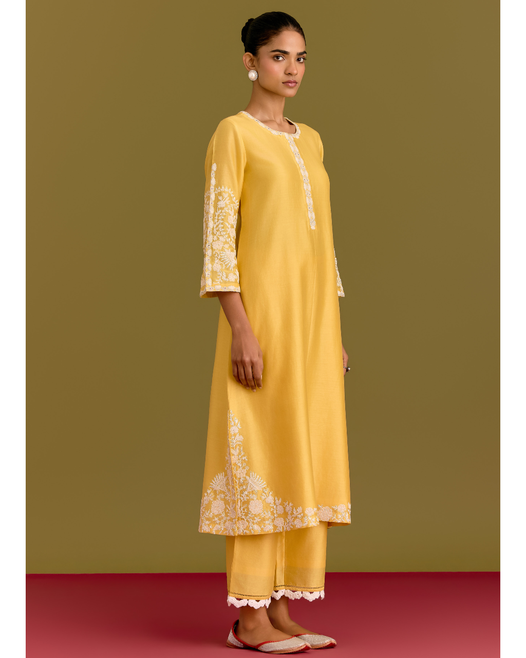 Yellow Dori Embroidered Kurta Set