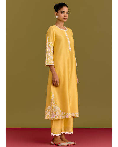 Yellow Dori Embroidered Kurta Set