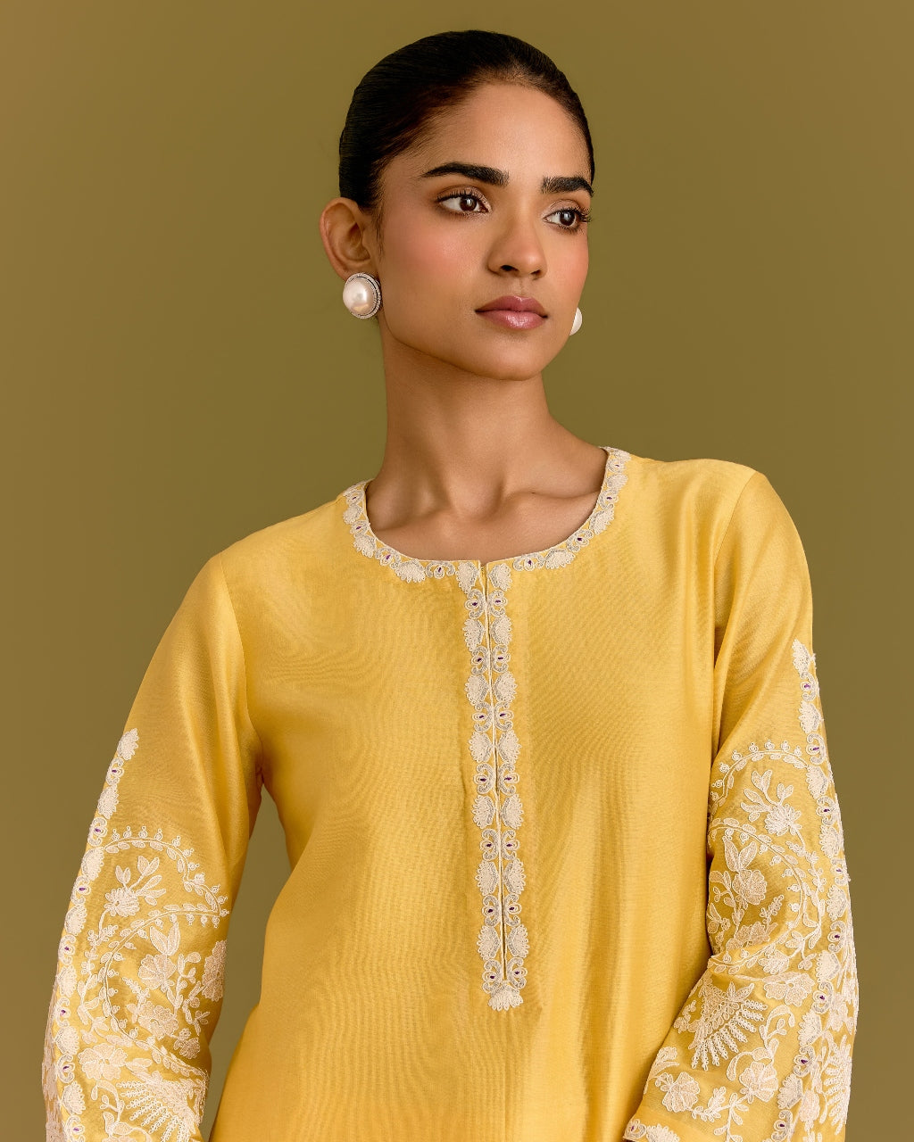 Yellow Dori Embroidered Kurta Set
