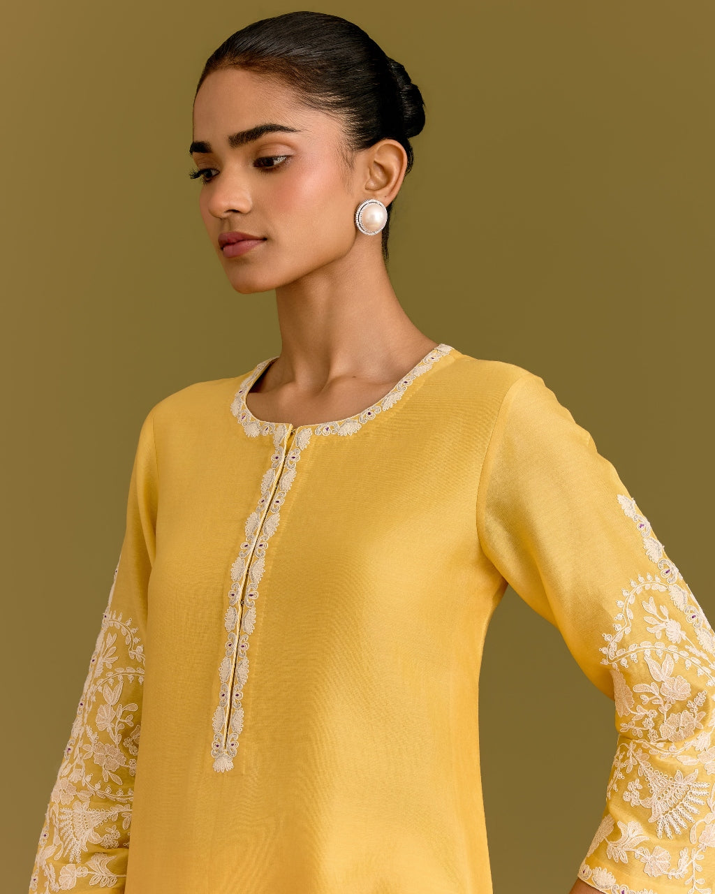 Yellow Dori Embroidered Kurta Set