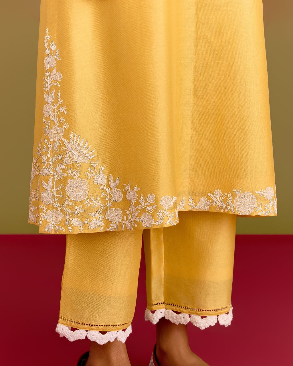 Yellow Dori Embroidered Kurta Set
