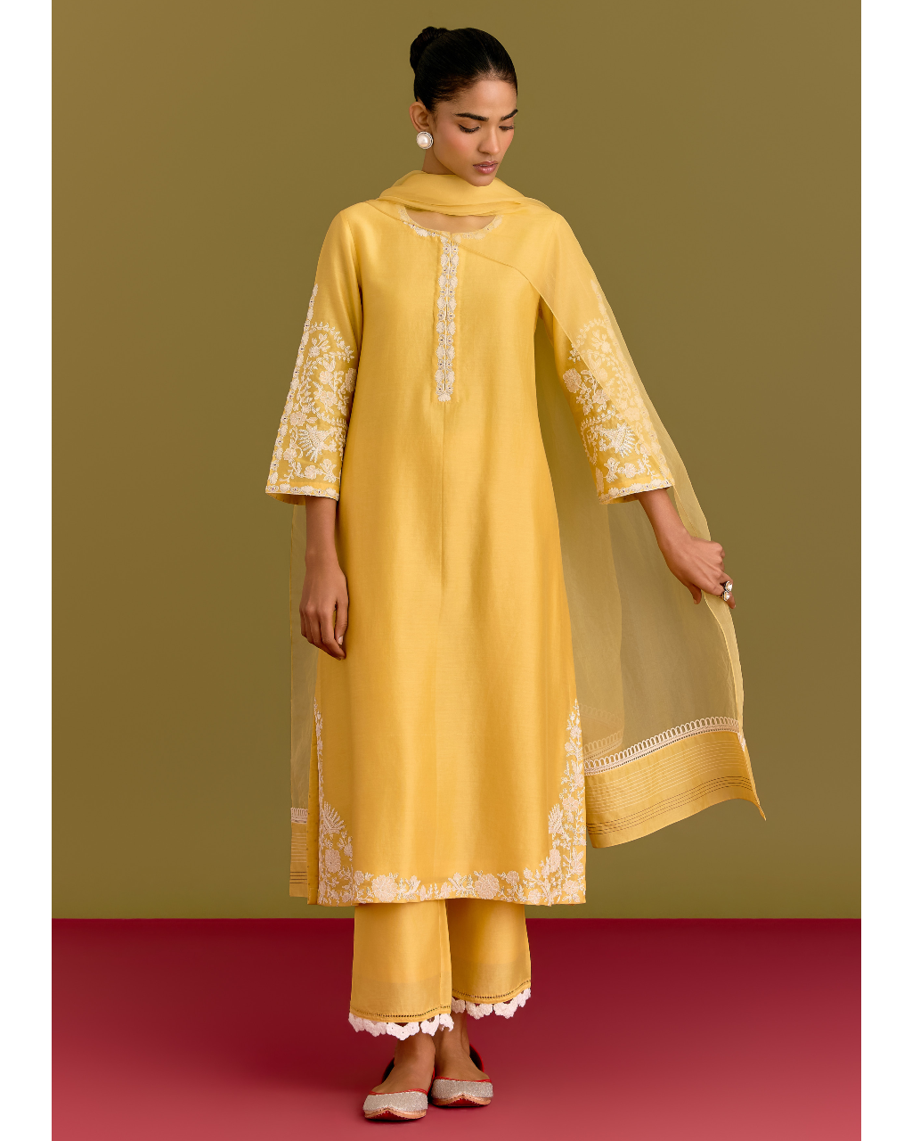 Yellow Dori Embroidered Kurta Set