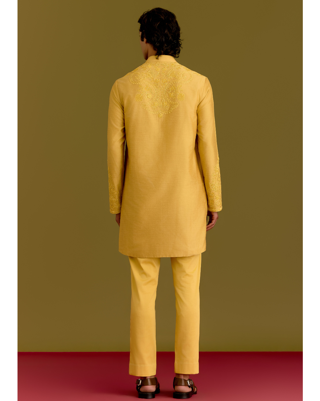 Mustard Embroidered Kurta Set