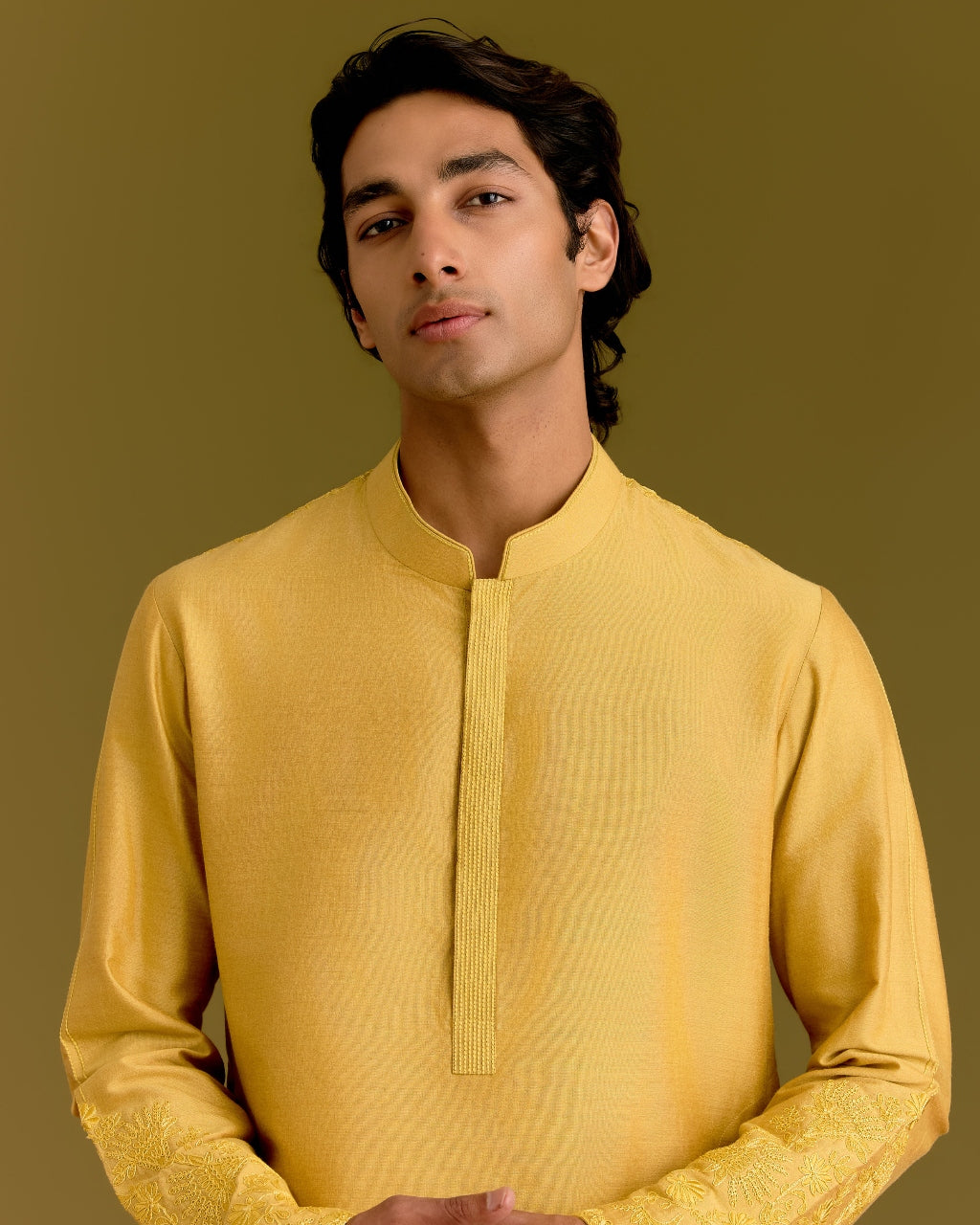 Mustard Embroidered Kurta Set
