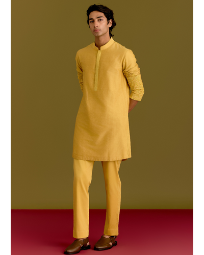 Mustard Embroidered Kurta Set