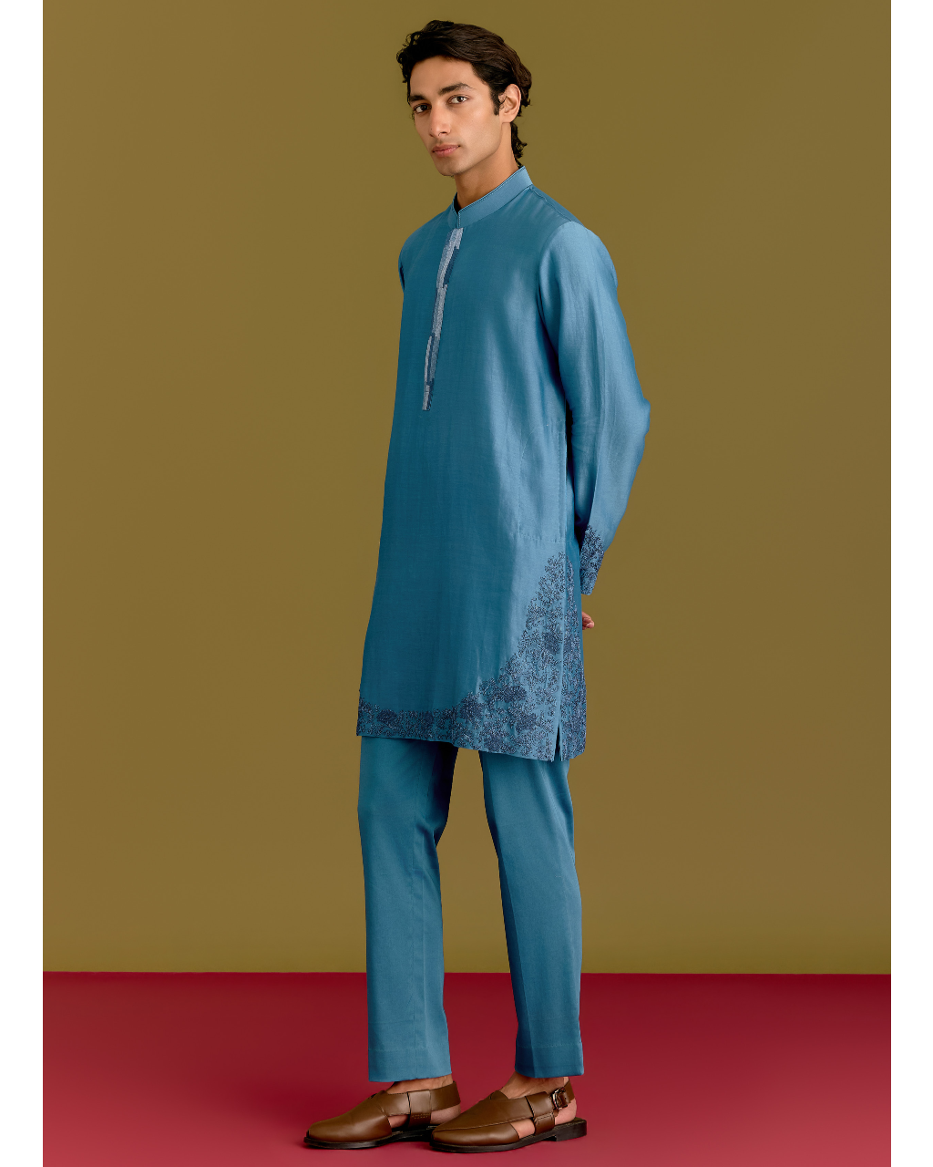 Blue Embroidered Kurta Set